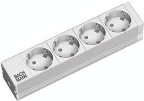 Bachmann 10 Zoll Netzwerkschrank-Steckdosenleiste 4-fach in Silber/Weiß, 1HE, ohne Schalter - Bild 1