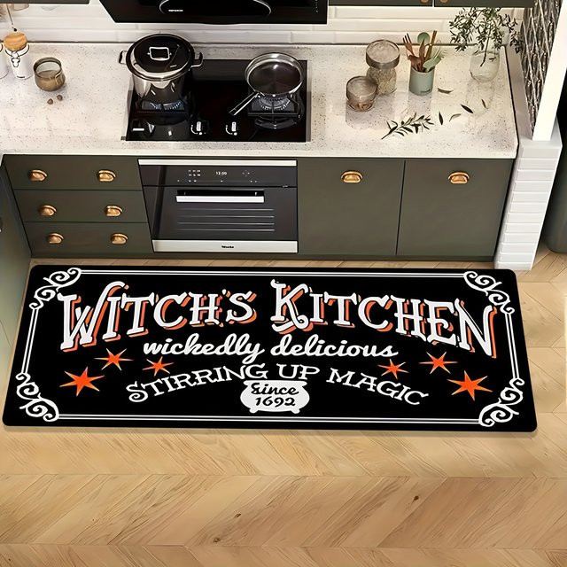 VIKAMA 2-teiliges Küchenteppich-Set in Schwarz für Küche, Wohnzimmer oder Schlafzimmer - Bild 1