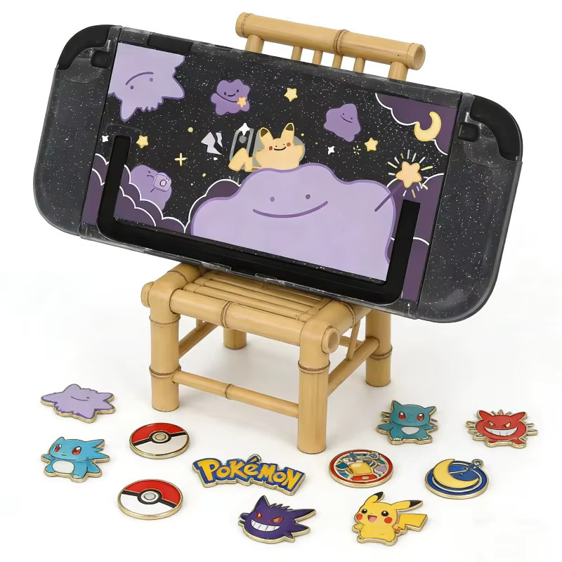Cartoon Schutzhülle für Nintendo Switch mit Glitzer-Effekt in Lila und Weiß, inklusive Joy-Con-Hüllen und Dock-Abdeckung - Bild 2