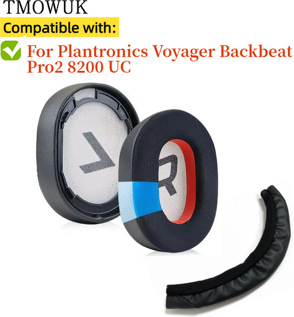 Ersatz-Ohrpolster aus Proteinleder für Plantronics Voyager Backbeat Pro2 8200 UC Headset, Schwarz, Over-Ear - Bild 1