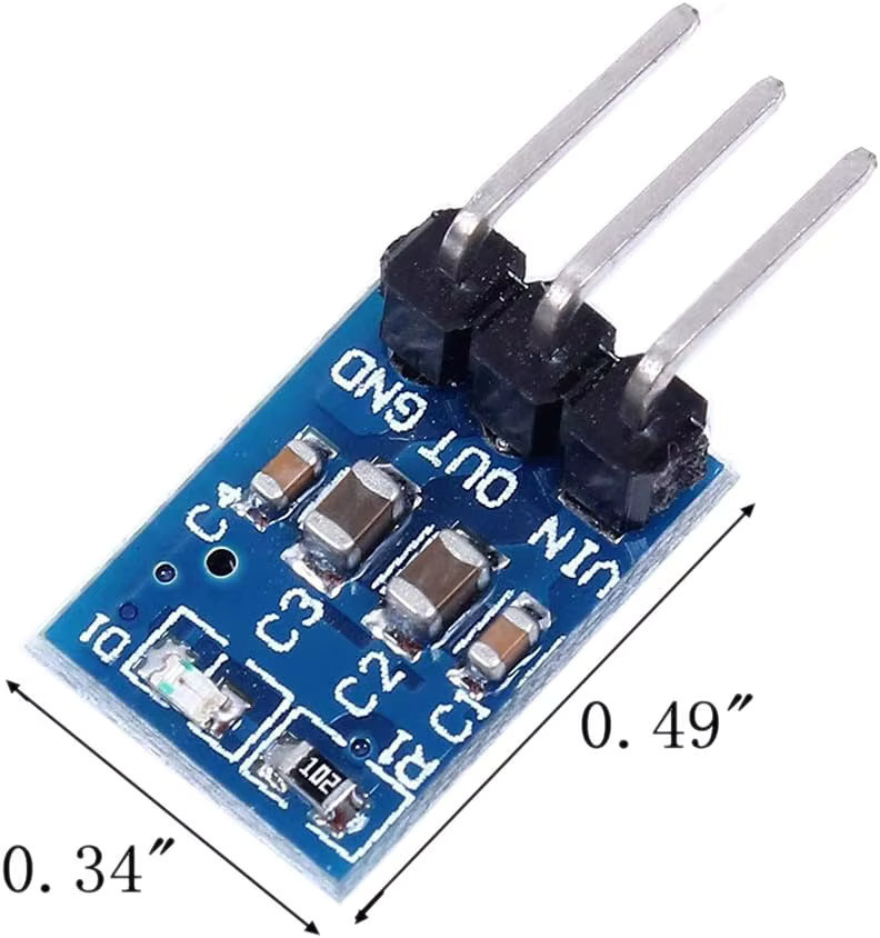 DIYmalls AMS1117-3.3 Spannungsregler Step Down Buck Modul Blau, 4,2 V-10 V auf 3,3 V, 800 mA LDO - Bild 2