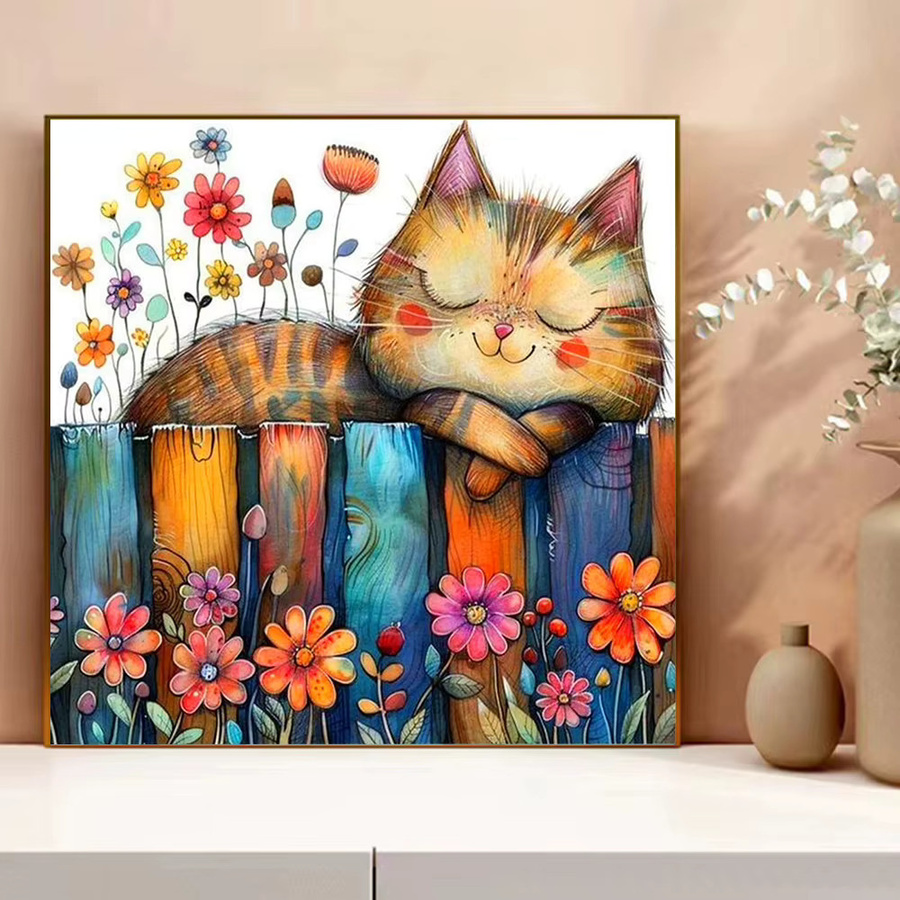 EverShine 5D Kreuzstich Stickerei Set Katze mit Blumen, Multicolour, B/H: 30 x 30 cm - Bild 3
