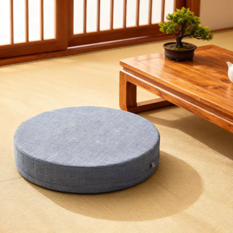 DHDH Leinen-Tatami-Meditationskissen rund, braun, Durchmesser: 40 cm, Höhe: 6 cm - Bild 4