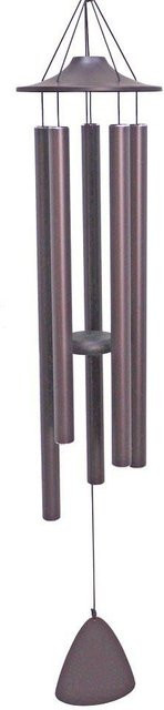 Dekoratives Windspiel aus Metall in Braun mit einstellbarem tiefem Ton, Hängeornament für Garten und Balkon, Höhe: 114,3 cm - Bild 1