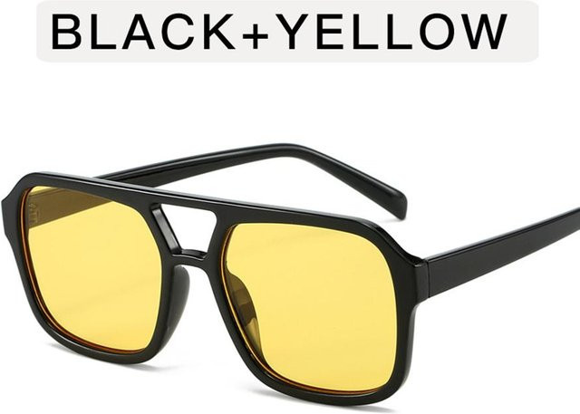 Kottdo Sonnenbrille, Square, Vollrand, Kunststoff, Gelb, Schwarz, Unisex - Bild 1