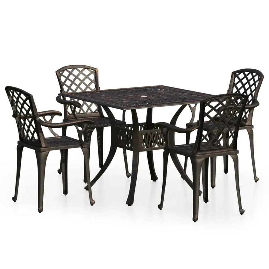 vidaXL 5-tlg Bistro-Set aus Aluminiumguss in Bronze für Garten und Außenbereich - Bild 2