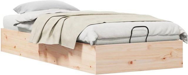 vidaXL Ottoman Bettgestell aus Kiefernholz mit Stauraum in Natur, B/T: 90 x 190 cm - Bild 1