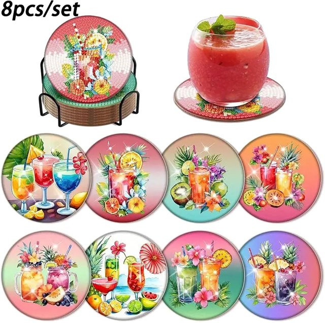 JMT DIY-Untersetzer mit Saftbecher-Muster, 8-teiliges Set, Bunt / Mehrfarbig - Bild 1