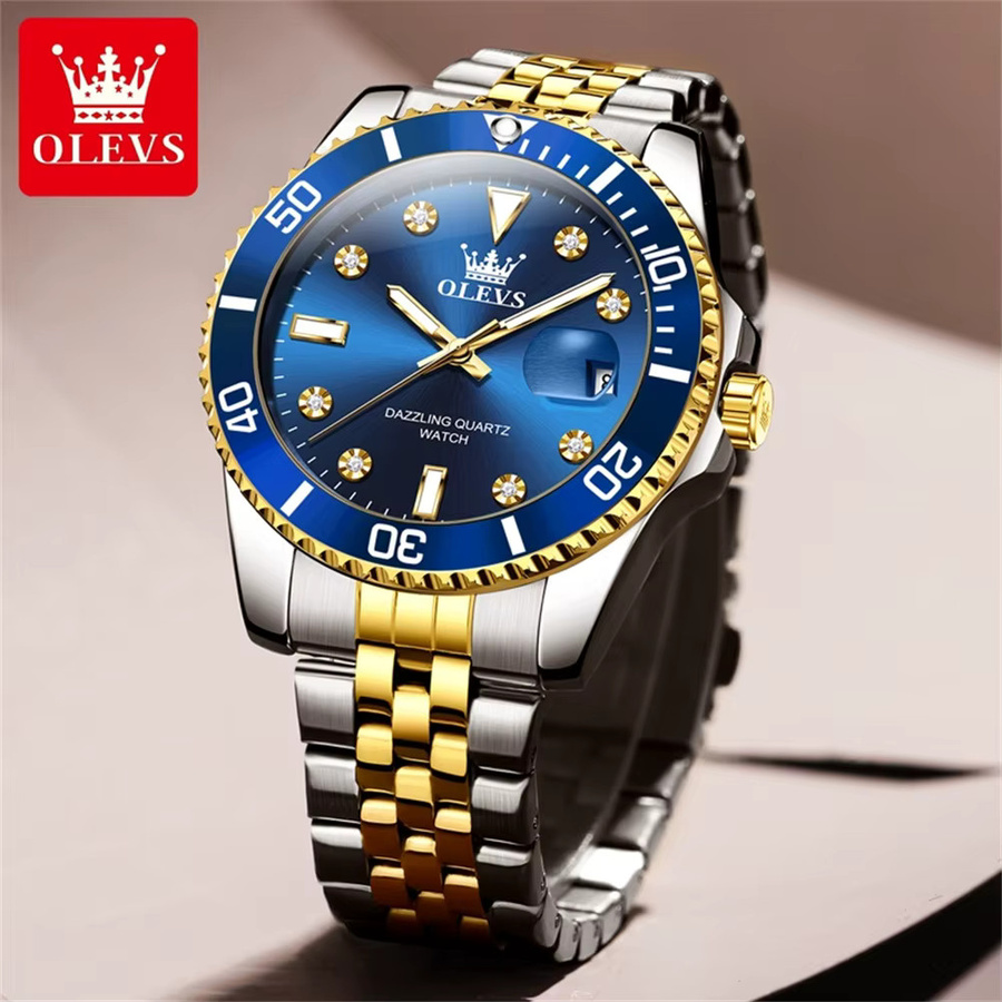 OLEVS Armbanduhr, Quarz, Edelstahl, Blau, Herren - Bild 3