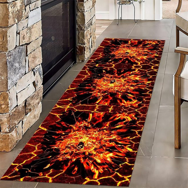 Lodestar 3D-Teppichläufer mit Lava-Muster und optischem Täuschungseffekt, rutschfest und pflegeleicht, B/T/H: 120 x 40 x 1 cm, Mehrfarbig - Bild 1