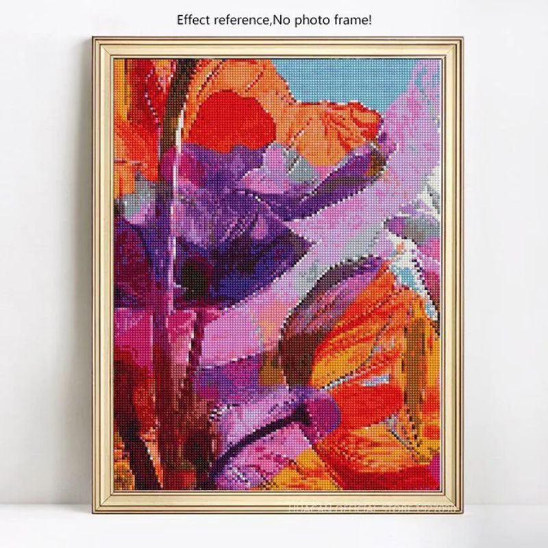 FIYO Diamond Painting Set mit floralem Motiv, 5D Mosaik-Stickerei aus Kunstharz, mehrfarbig, B/H: 30 x 20 cm - Bild 1