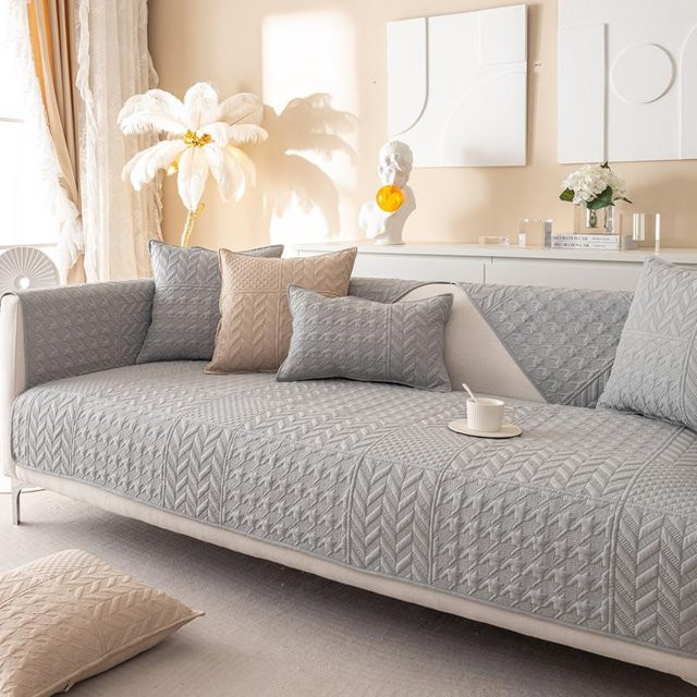 Ganzjahres-Sofa-Kissen von Super Six aus gebürstetem Polyester, gesteppt und bestickt, quadratisch, B/B: 70 x 70 cm - Bild 1