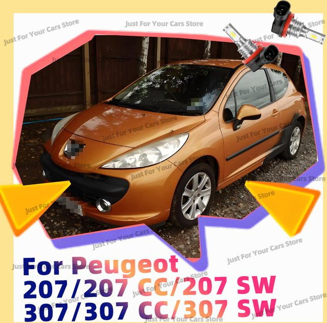 TEENRAM 2er Set LED Nebelscheinwerfer Lampen H8 H11 in Silber für Peugeot 207 CC SW 307 308 3008 SUV 301 4007 4008 407 408 5008 508 RCZ Rifter - Bild 1