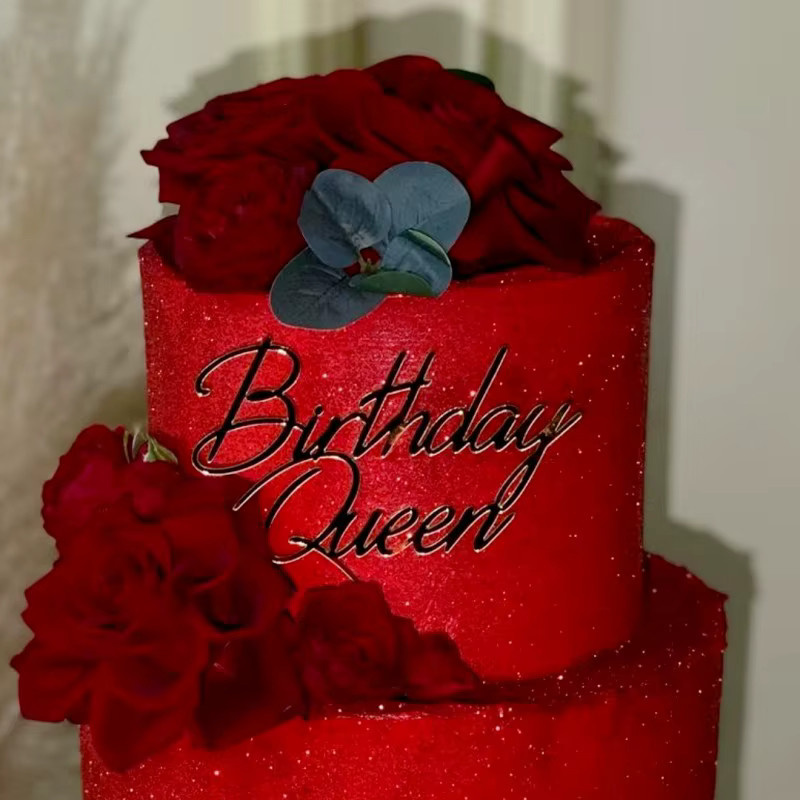 MJCakedecor Kuchen Topper Meine Königin alles Gute zum Geburtstag in Gold und Silber für Prinzessinnen und Damen - Bild 1