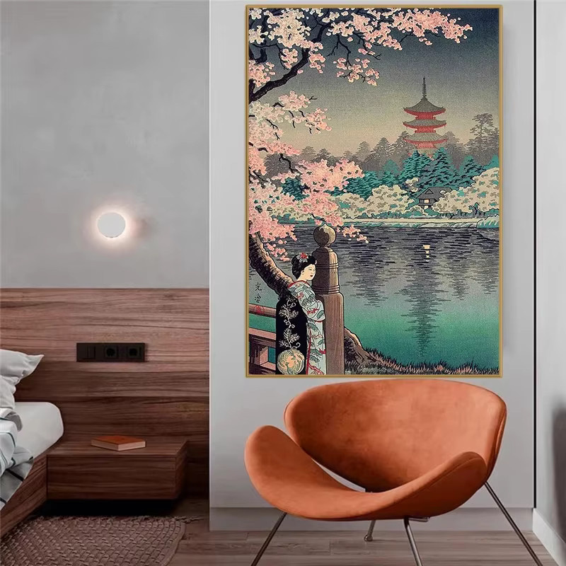 Potdemiel Retro Ukiyo-e Wandkunst Leinwand mit japanischer Landschaftsillustration aus Tokio - Bild 2