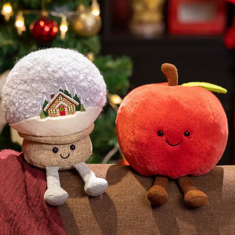 Kawaii Weihnachts Plüschtier Set von Potdemiel mit Baum, Schneekugel und grünem Apfel als weiche Stoffpuppen und kuschelige Weihnachtsdekoration für Mädchen - Bild 3