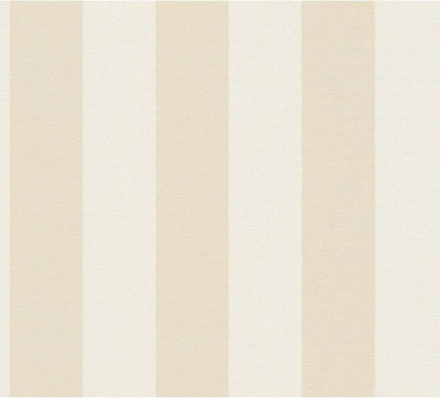 D'eco Vliestapete Streifen Beige modern aus Vinyl mit FSC-Zertifizierung - Bild 1