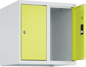 C+P Aufsatzschrank 7035/0024 aus Stahl mit Zylinderschloss und 2 Abteilen, B/T/H: 50 x 50 x 50 cm, Lichtgrau/Clowngrün - Bild 1