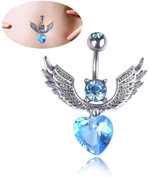 Bauchnabelring, Zirkonia, chirurgischer Stahl, blau, Damen - Bild 1