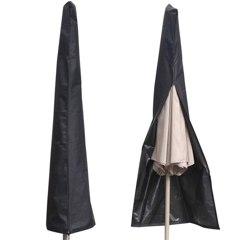 Wasserdichter Regenschirm-Ersatzbezug aus Polyester in Schwarz für Garten und Terrasse, Durchmesser: 190 cm, Tiefe: 57 cm - Bild 4