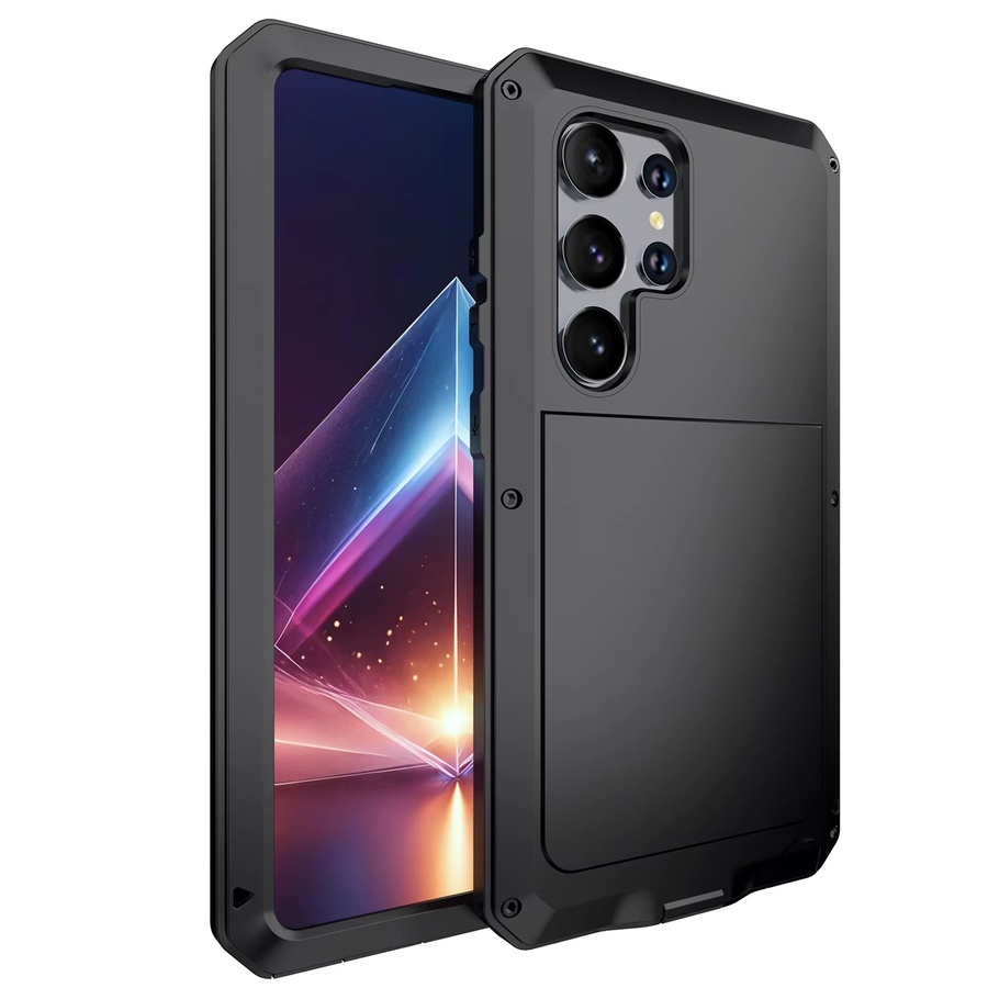 Shellbox Schutzhülle mit Metallstruktur für Samsung Galaxy S25 Ultra S24 S23 S22 S21 S20, sturzsicher und verschleißfest, Farben: Schwarz, Rot - Bild 7