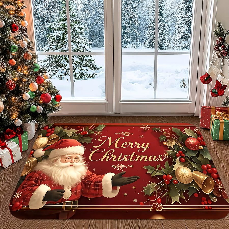 DUTRIEUX Weihnachtliche Willkommen Matte mit Santa Claus Motiv, Rot, B/T: 60 x 40 cm, Waschbar - Bild 4