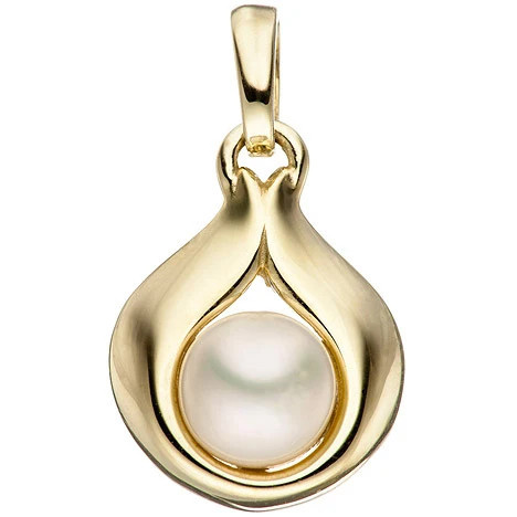 Colfem Anhänger Tropfen, 333 Gelbgold, Süßwasser Perle, Unisex - Bild 1