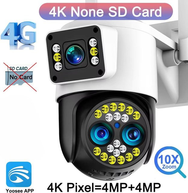 Vstarcam 4K 8MP IP Kamera mit WiFi und 4G, Wasserdichte Outdoor Überwachungskamera mit 10x Zoom, Triple-Objektiv, Dual-Bildschirm und Farb-Nachtsicht in Weiß - Bild 1