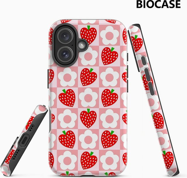 Erdbeerblumen Handyhülle für Apple iPhone 17 16 15 14 13 12 11 Pro Max Plus mit doppelschichtiger Rückseite in Multicolour - Bild 1