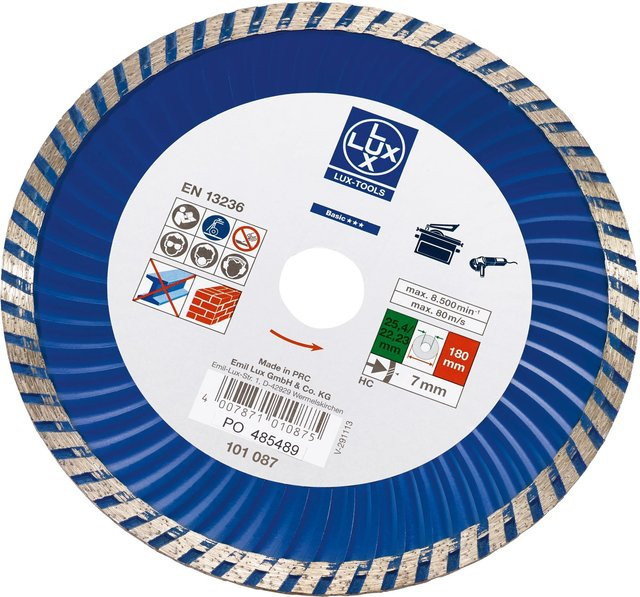 LUX-TOOLS Diamant-Trennscheibe Classic für Stein, Blau, Durchmesser: 180 mm - Bild 1