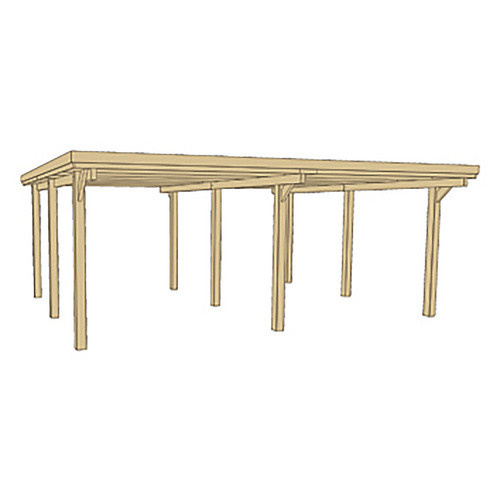 Weka Doppelcarport 618 Gr. 1 Flachdach aus kesseldruckimprägniertem Nadelholz in Braun mit PVC-Dachplatten B: 603 cm, T: 512 cm, H: 233 cm - Bild 2