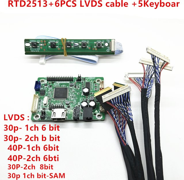RTD2513V1.0 Mini-LCD-Treiberplatine HDMI zu LVDS mit 5 LVDS-Kabel-Kit in Grün, 30P 40P 1/2CH 6/8 BIT - Bild 1
