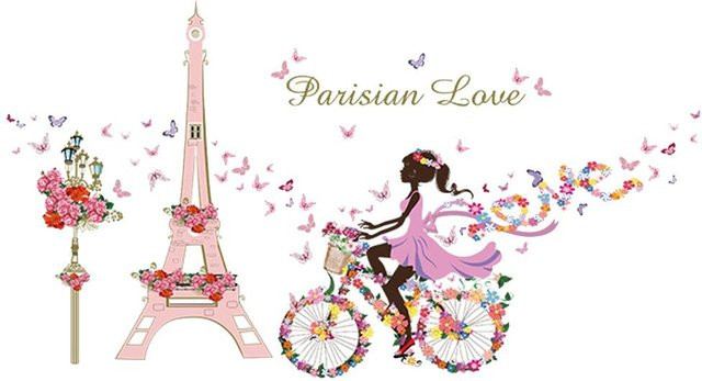 Wiederverwendbarer Wandaufkleber Paris Eiffelturm von CosyHome in Pink für die Wanddekoration von Mädchen - Bild 1