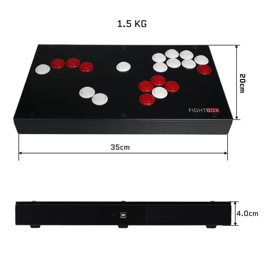 FightBox R1-F Arcade-Spielcontroller All Button Style Frame in Schwarz mit Sanwa-Tasten und Raspberry Pi PICO Board - Bild 4