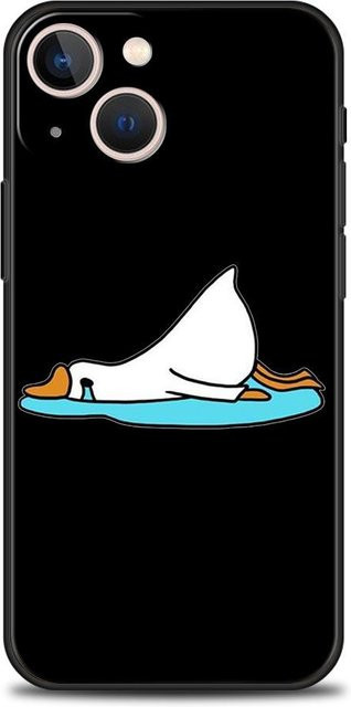Handyhülle mit süßem Cartoon-Enten-Design für iPhone 16 15 14 13 12 11 Pro Max XR X SE XS 7 8 Plus, Soft TPU Shell Cover, Schwarz - Bild 1
