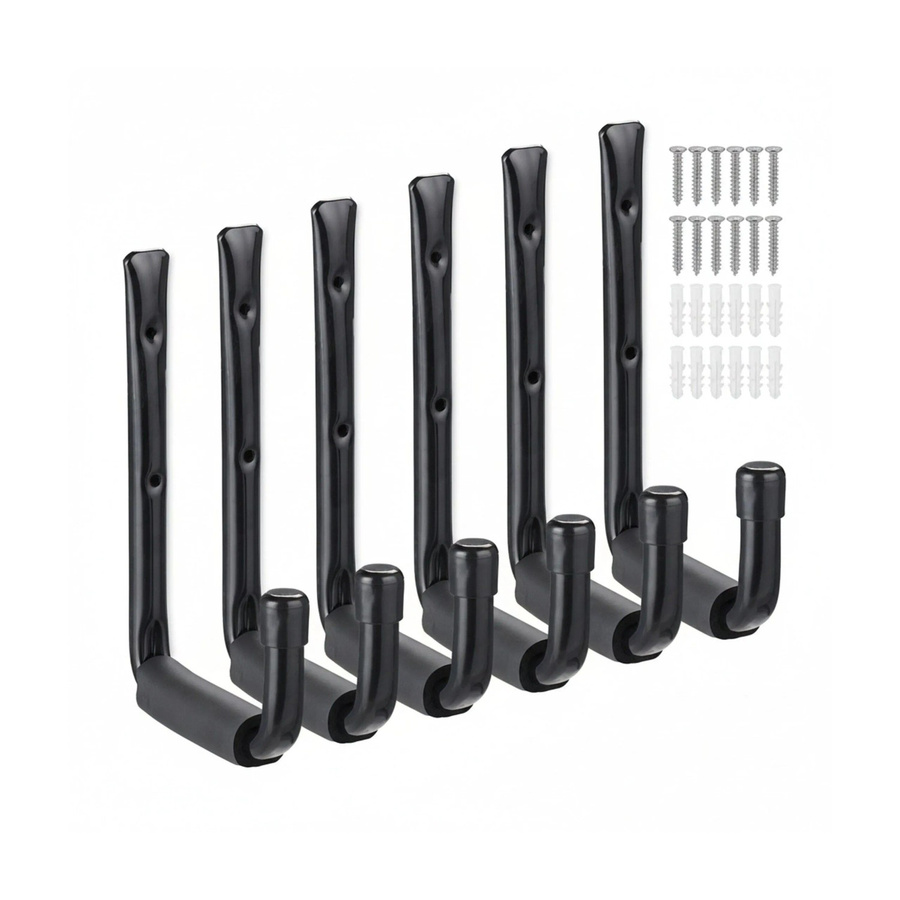 Relaxdays Wandhaken 6er Set aus Stahl in Schwarz, B/H/T: 22 x 15 x 2,5 cm - Bild 2