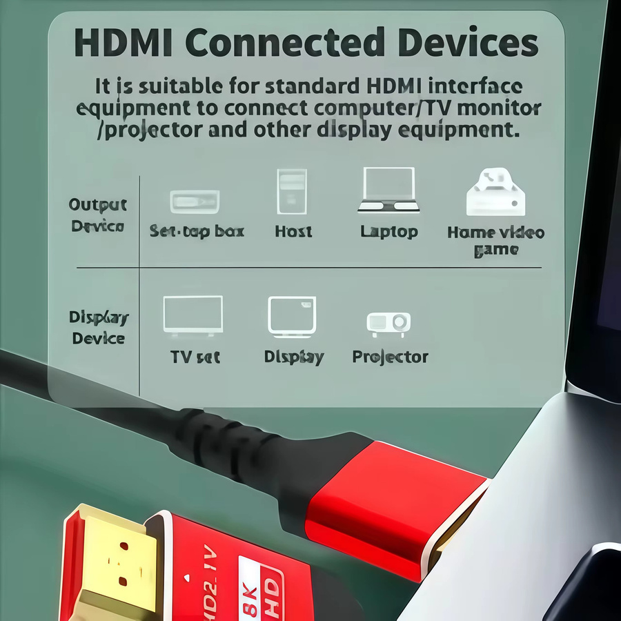 8K Ultra-High-Speed HDMI 2.1 Kabel in Schwarz mit 48 Gbit/s, unterstützt 8K bei 60 Hz, 4K bei 120 Hz, eARC und Dolby Vision, kompatibel mit PS5 - Bild 6