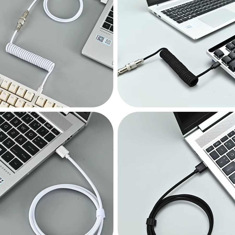 KAFNHCKA Mechanisches Tastatur Spiralkabel Aviator Typ-C zu USB in Blau - Bild 2