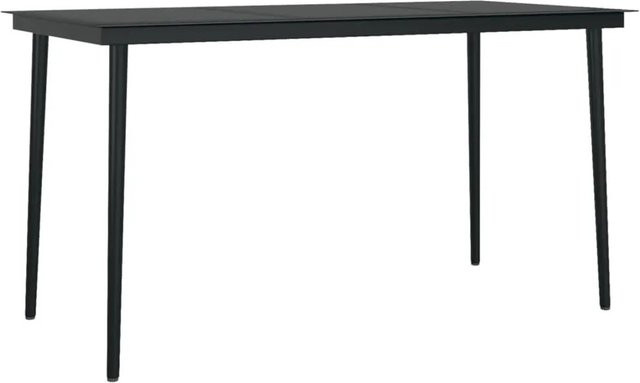 Furnicato Garten-Esstisch aus Stahl und Glas in Schwarz, B/T/H: 140 x 70 x 74 cm - Bild 1