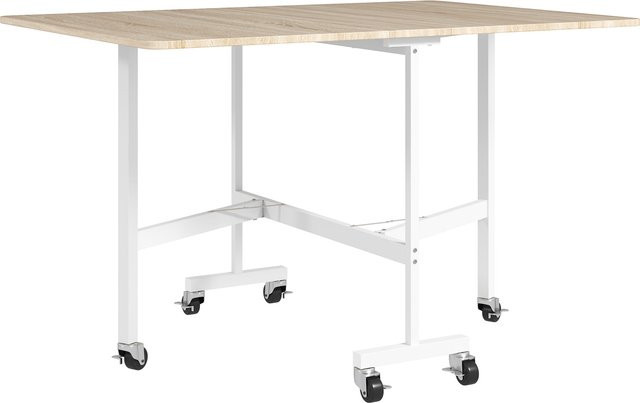 HOMCOM Klappbarer Esstisch in Eiche mit Rollen und Stahlbeinen für 4-6 Personen, B/T/H: 120 x 80 x 73 cm - Bild 1