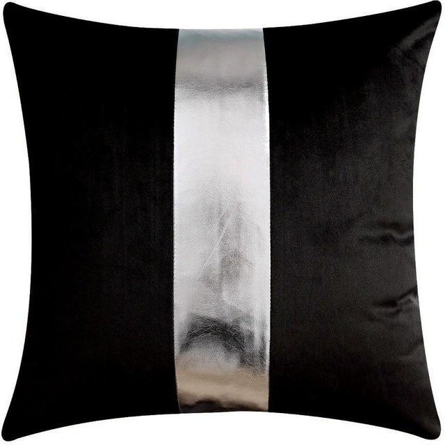 ILVISEST Samt-Kissenbezüge mit goldener Ledernaht in Schwarz, Set aus 2 Stück, B/T/H: 45 x 45 x 45 cm - Bild 1