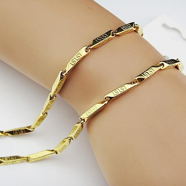 Wucifang Jewelry Halskette Edelstahl, Gold, 50 cm, Unisex - Bild 1