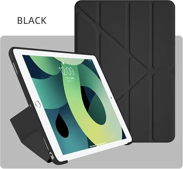 Leder Flip Cover Hülle für iPad Air und Pro mit Ständer-Funktion, Auto-Sleep-Wake und Stoßfestem Schutz, Schwarz - Bild 1
