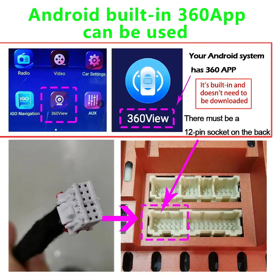 BYNCG 360 Grad Panorama Autokamerasystem in Schwarz mit 4CH AHD 1080P Full HD für Android Autoradio Multimedia zur Vogelperspektive und Rundumansicht - Bild 3