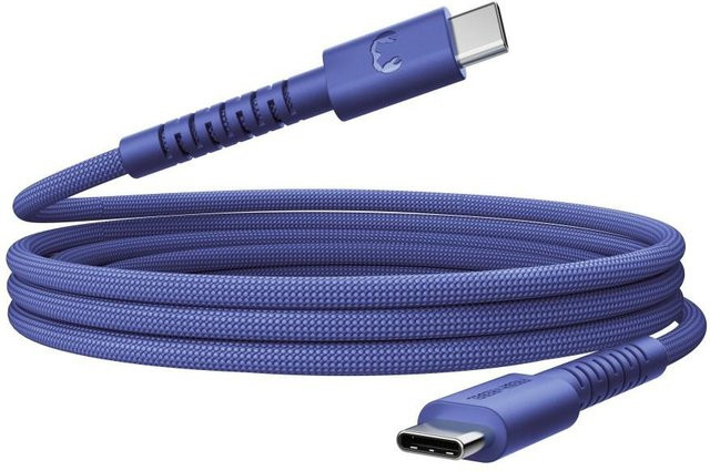 Fresh N Rebel FlexWave USB-C zu USB-C Kabel, silikon geflochten, 100W, Farbe: Blue, Länge: 2 m - Bild 1