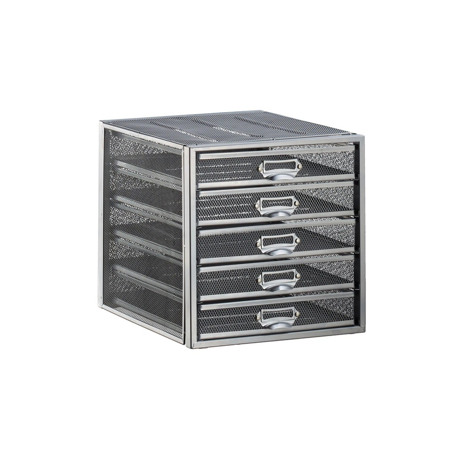 Relaxdays Schubladenbox A4 aus Stahl in Silber, beschriftbare Dokumentenbox mit mehreren Fächern, B/T/H: 29,0 x 27,5 x 35,5 cm - Bild 2