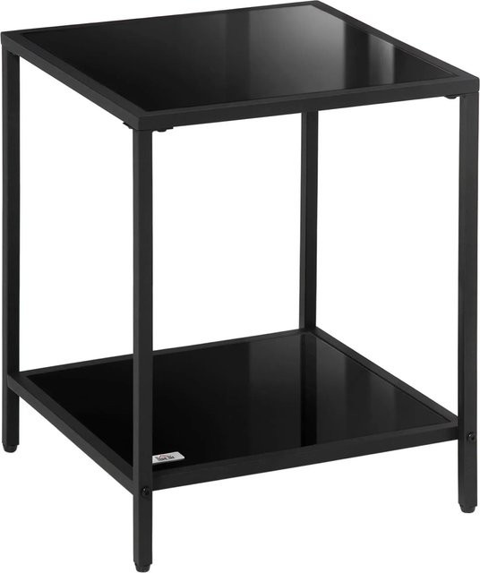 HOMCOM Beistelltisch aus Hartglas und Stahl in Schwarz, B/T/H: 40 x 40 x 50 cm - Bild 1