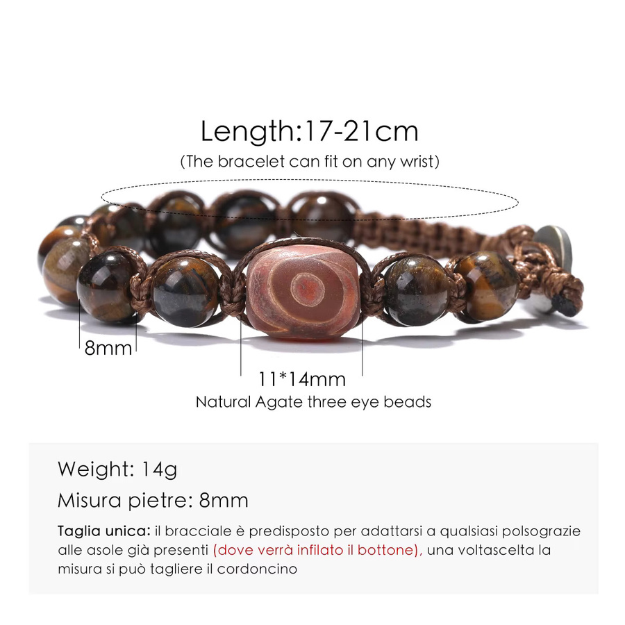 SANSWL Armband, Tigerauge-Steinperlen, Dzi-Gebetsperlen - Bild 2