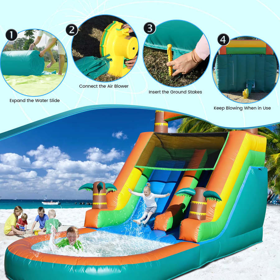 KING INFLATABLE Kommerzielle aufblasbare Wasserrutsche mit Pool aus PVC in Mehrfarbig - Bild 2
