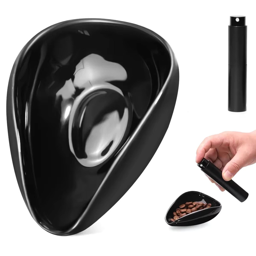 DUTRIEUX Keramik Set für Kaffee und Tee mit Tasse, Zutatbehälter und Sprühflasche auf Messtablett in Schwarz oder Weiß - Bild 4